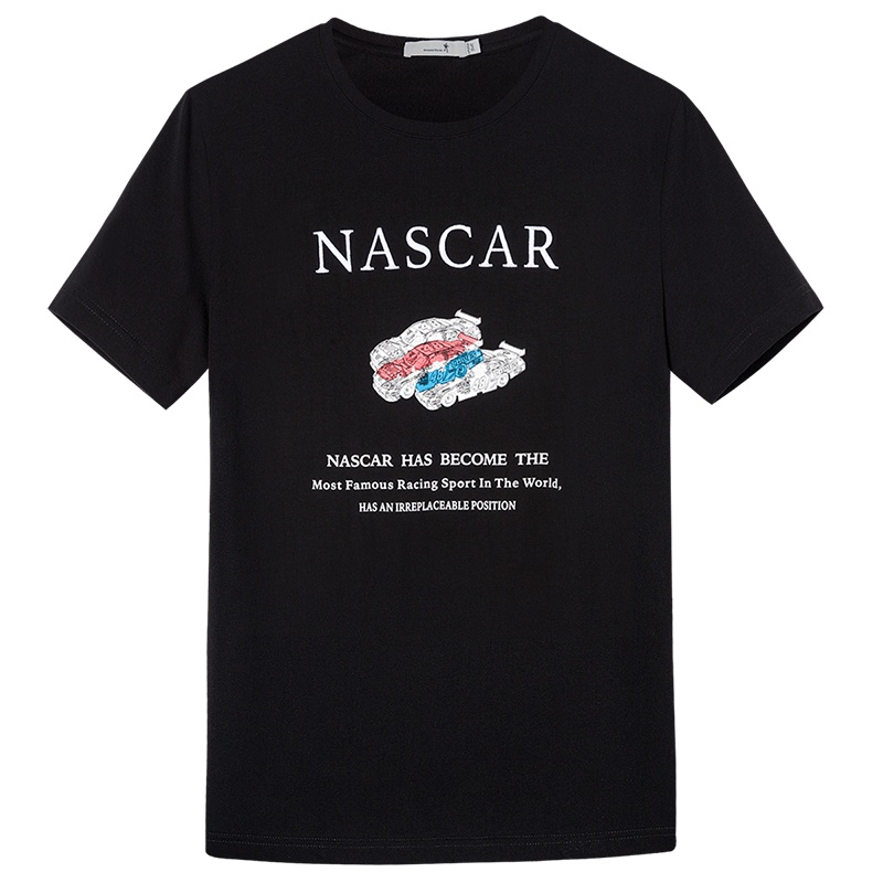 与狼共舞短袖T恤男2019夏季新款圆领韩版潮流印花半袖男士打底衫