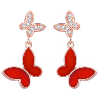 佰色传情蝴蝶耳钉女纯银2020年新款潮冷淡风显脸小高级感耳环