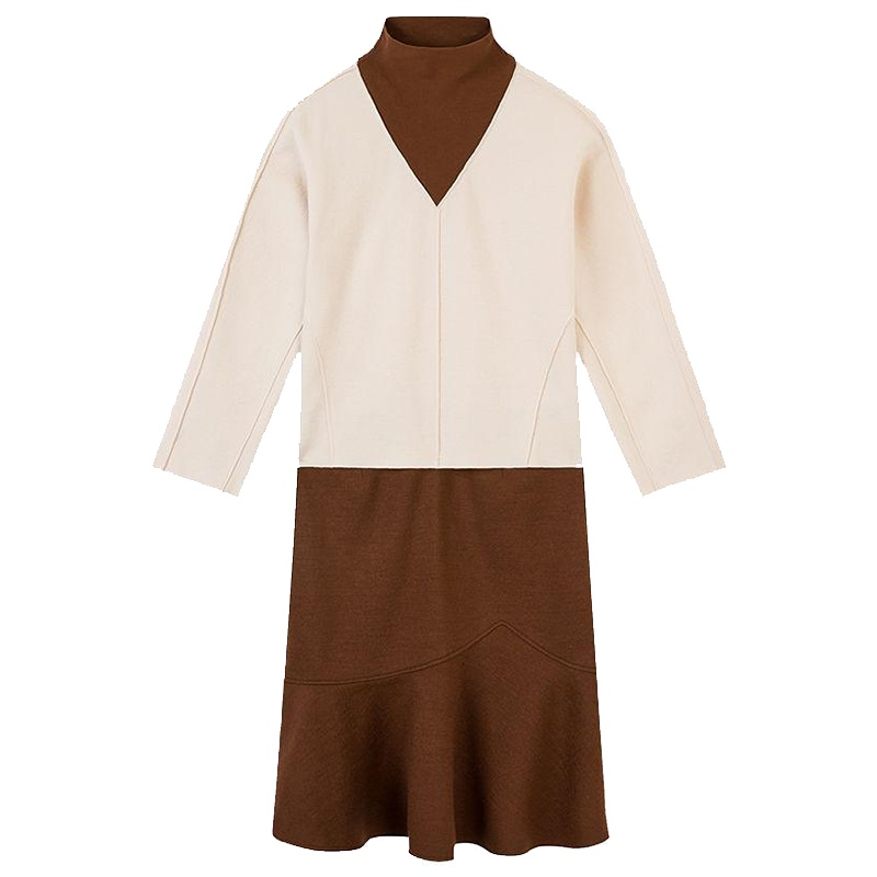 上新拉夏贝尔冬季新款简约显瘦针织长袖外衣荷叶裙两件套女10019278