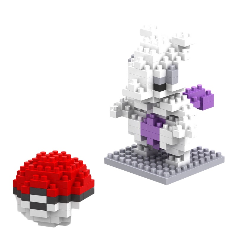 微钻石小颗粒拼插积木兼容樂高神奇宝贝皮卡丘宠物精灵球系列玩具 浅绿色