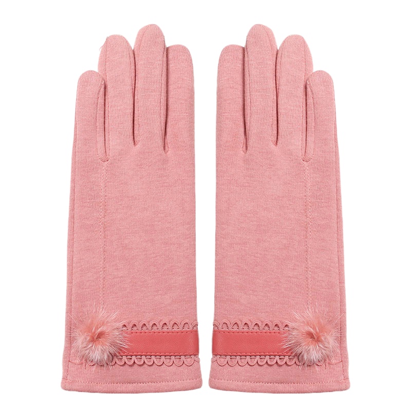南极人手套女冬季薄款加绒韩版时尚保暖户外开车骑行触屏女士手套NW-606 粉色 均码
