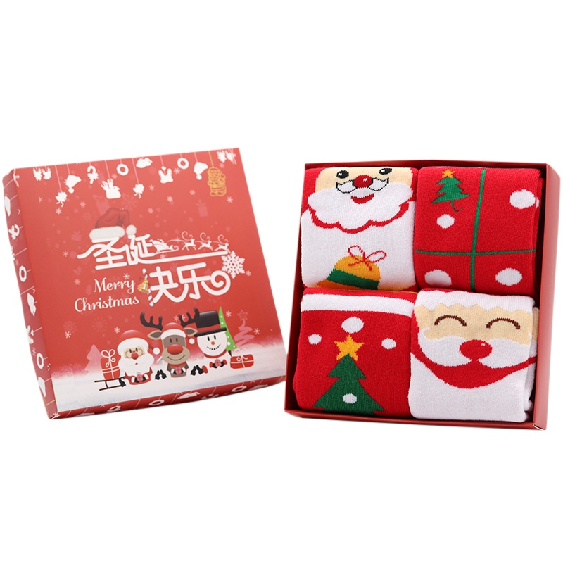 萝卜探长圣诞袜子儿童礼盒装冬季加厚毛圈袜长筒2020新款女童过年节日礼物2-10岁均码