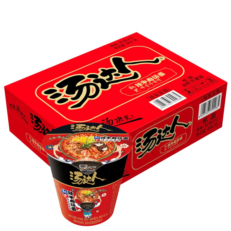 统一 汤达人 韩式辣牛肉汤面 方便面 82克*12杯 整箱装