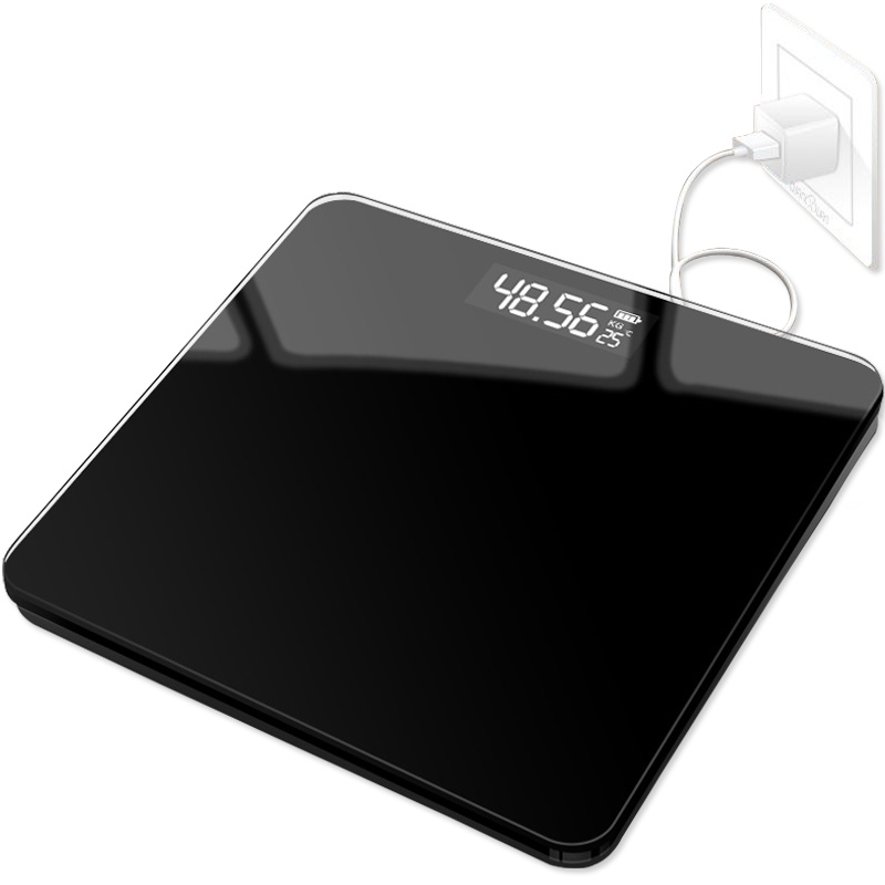 安尚USB充电电子秤智能体重秤男女生成人孩子宝宝家用大秤面电子称人体秤体重称成人体重计温度显示称重仪器减肥用秤身秤健康秤