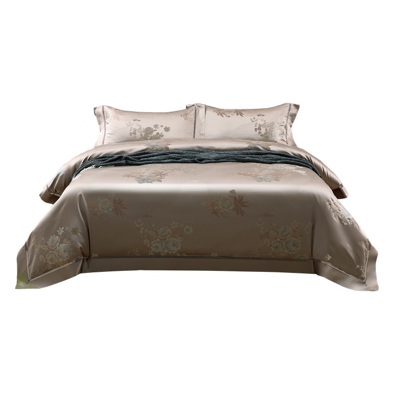 凯诗风尚(CHARSON)真丝提花四件套 苏宁自营 29姆米真丝奢华提花床上用品天然桑蚕丝套件镂空蕾丝宽边工艺双人套件