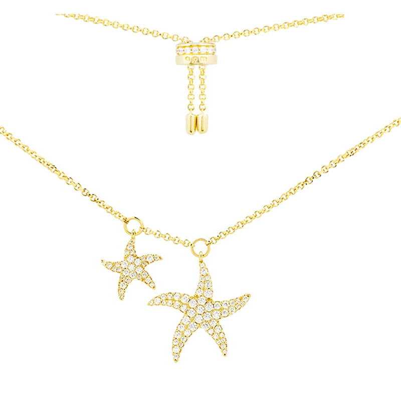 apm MONACO金黄色海星项链女士 热带风设计感时尚锁骨链吊坠可调节长短