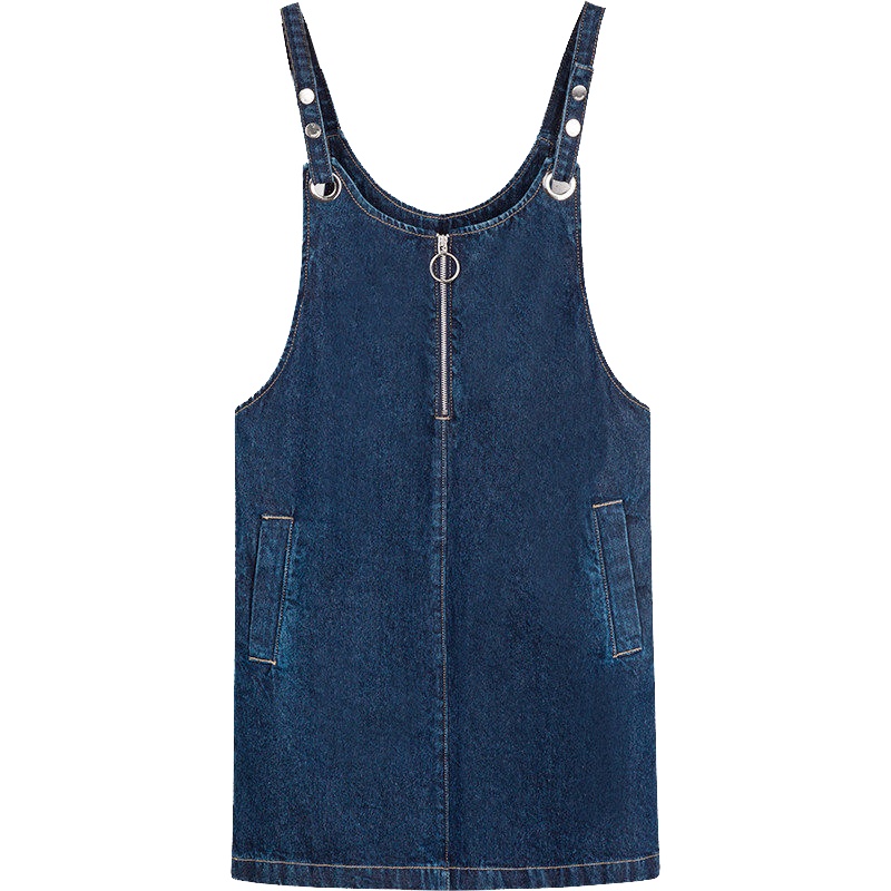 上新拉夏贝尔Puella秋冬新款气质吊带显瘦牛仔背带连衣裙女20012334