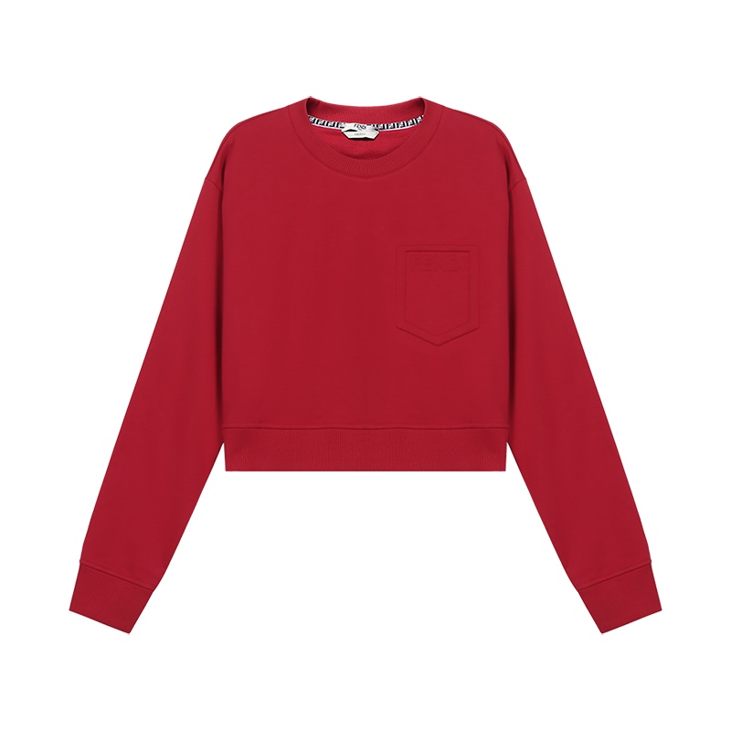 FENDI 女士 棉质短款圆领长袖卫衣运动衫FS7427 AFLB