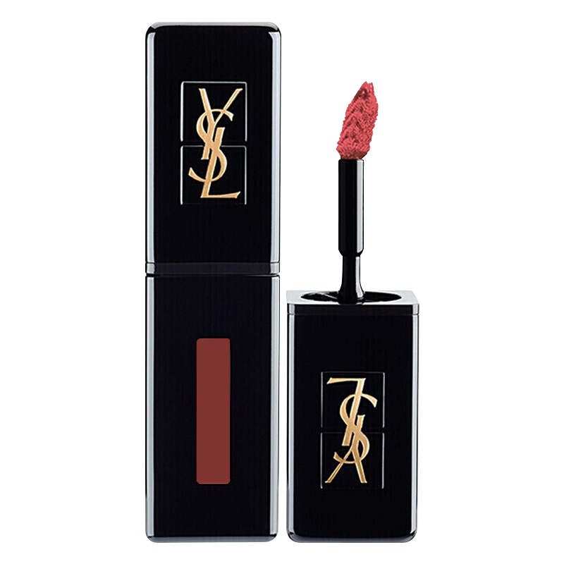 YSL圣罗兰Yves Saint Laurent黑管漆光镜光液体唇釉唇彩5.5ml407#玫瑰豆沙色打造“玻璃唇”