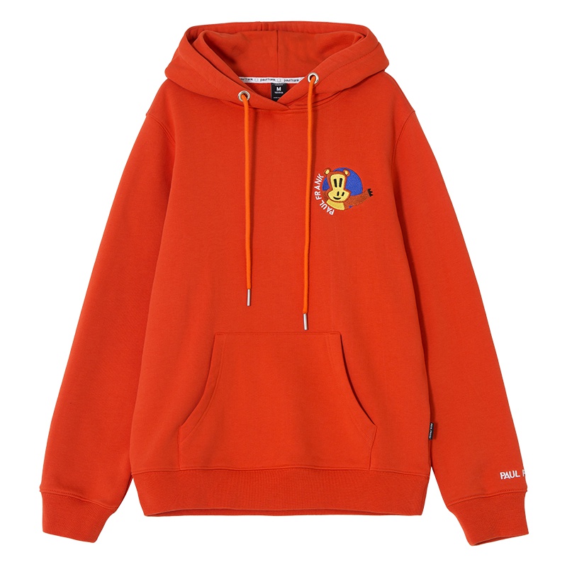 大嘴猴2020秋季新款休闲卫衣女橙色连帽套头衫上衣潮