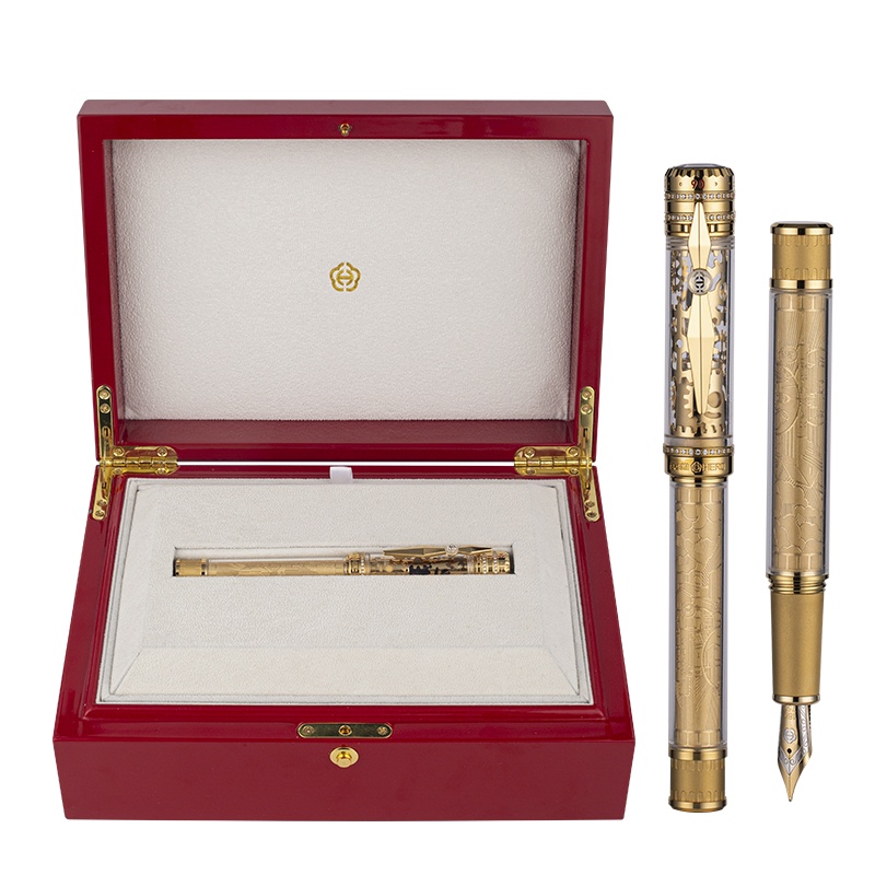 英雄（HERO）18K钢笔金笔尖 英雄陀轮90载周年纪念收藏墨水笔 尊享款