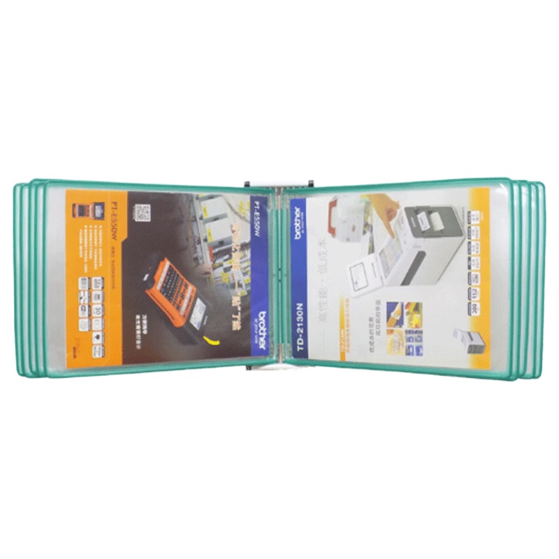 吉武10页壁挂式资料架绿色A4横版10页横版