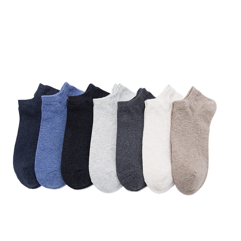 俞兆林[五双装]袜子男春季薄款短袜男士全棉低帮男袜纯色短筒色纺纱棉袜船袜男