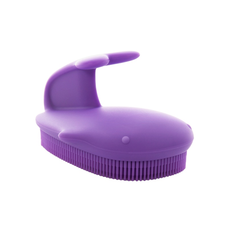 思利满Sillymann 儿童洗澡刷 鲸鱼造型抚触搓背刷搓澡刷 紫色 柔软铂金硅胶