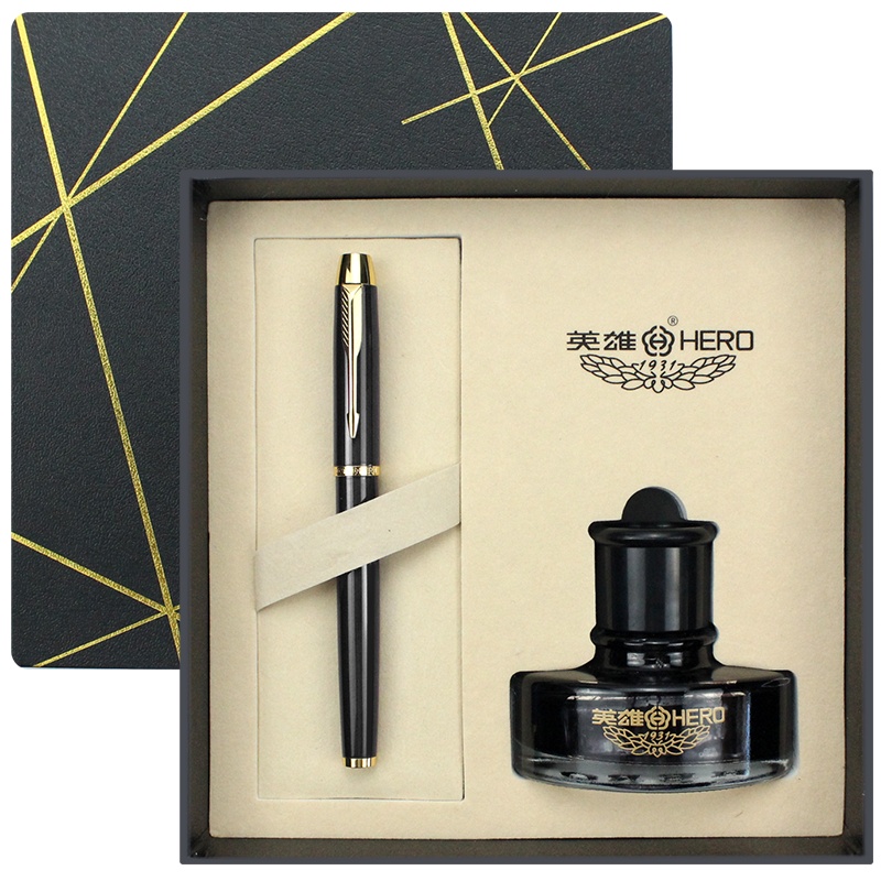 英雄(HERO)1802 铱金钢笔/宝珠笔/美工笔三合一签字笔墨水礼盒套装礼物送礼练字专用