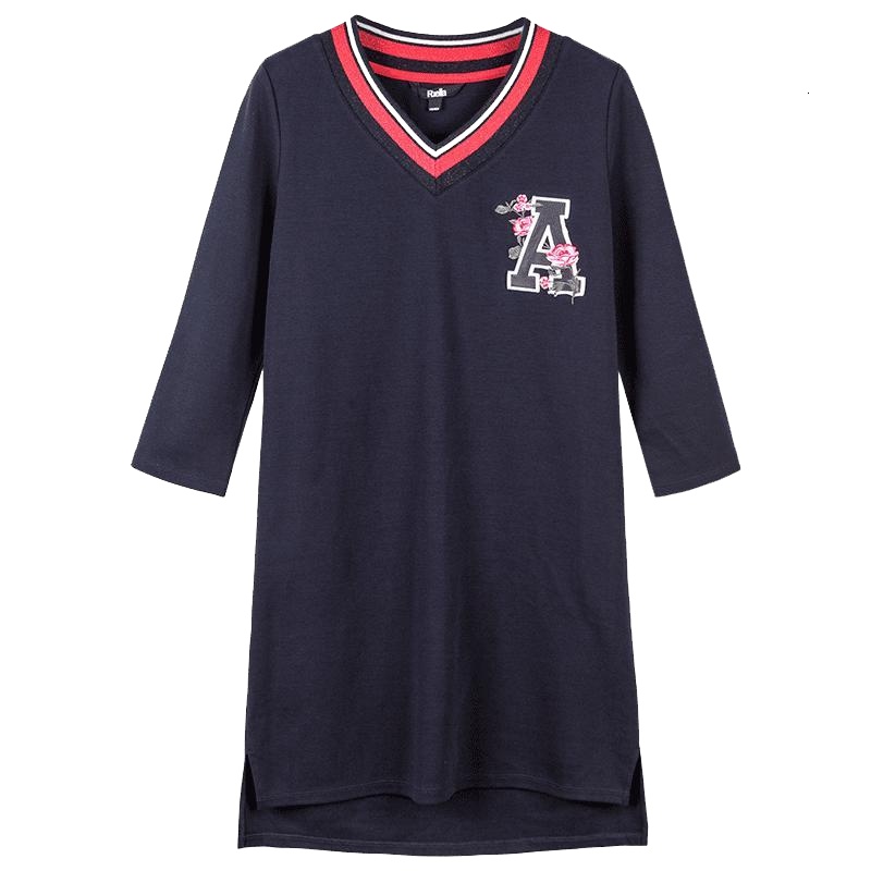 拉夏贝尔Puella秋季新款时尚通勤显瘦绣花连衣裙短裙女20010706