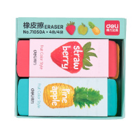 得力deli71050A水果橡皮彩色大橡皮创意水果橡皮擦4色大号整盒四块装