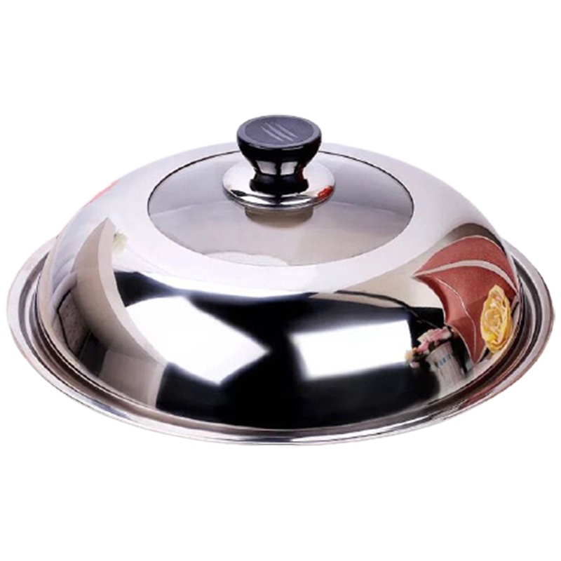 锅盖蒸锅不锈钢家用平底锅28cm30炒菜款盖子烘焙精灵透明钢化玻璃32通用34_加厚不锈钢盖无磁_34CM锅盖