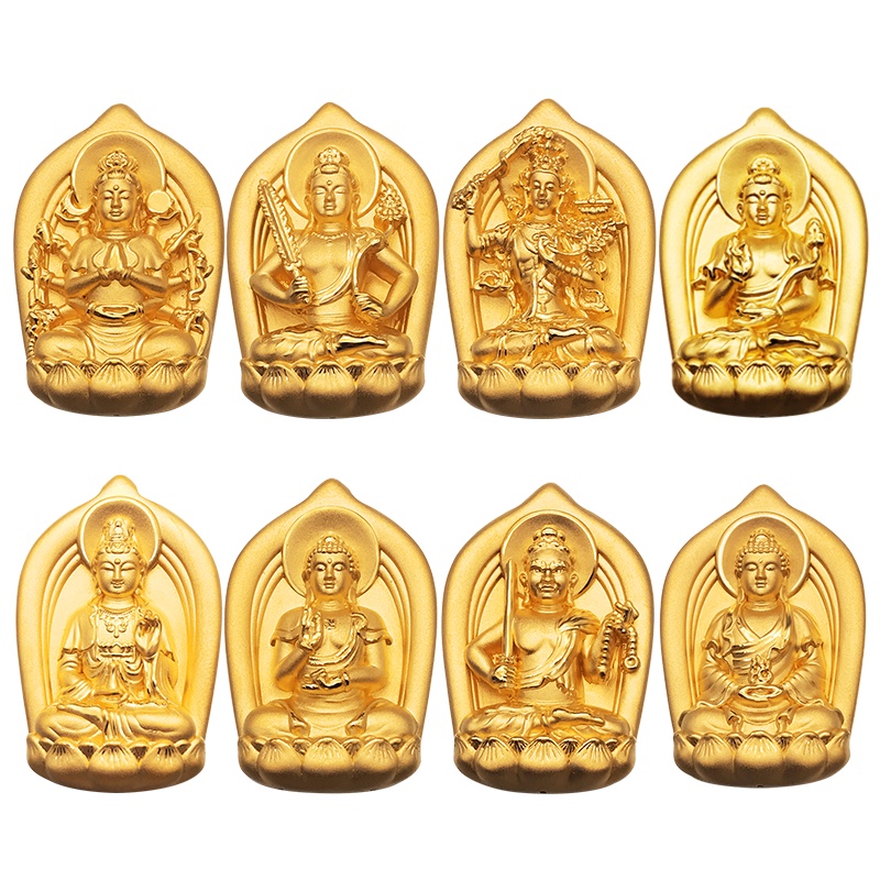 黄金码头3D硬金足金999吊坠十二生肖守护者佛男女款本命年守护神生日礼物