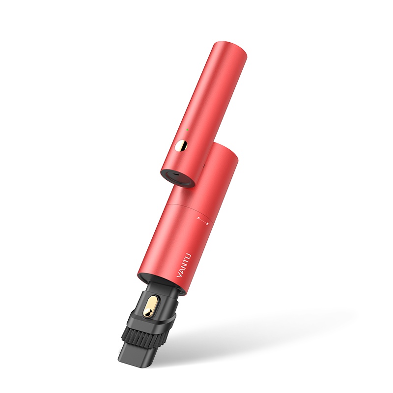 沿途(YANTU)车载吸尘器 无线 手持 充电式车用家用通用型 迷你便携一体化金属 可折叠旋转 大功率大吸力 V02红色