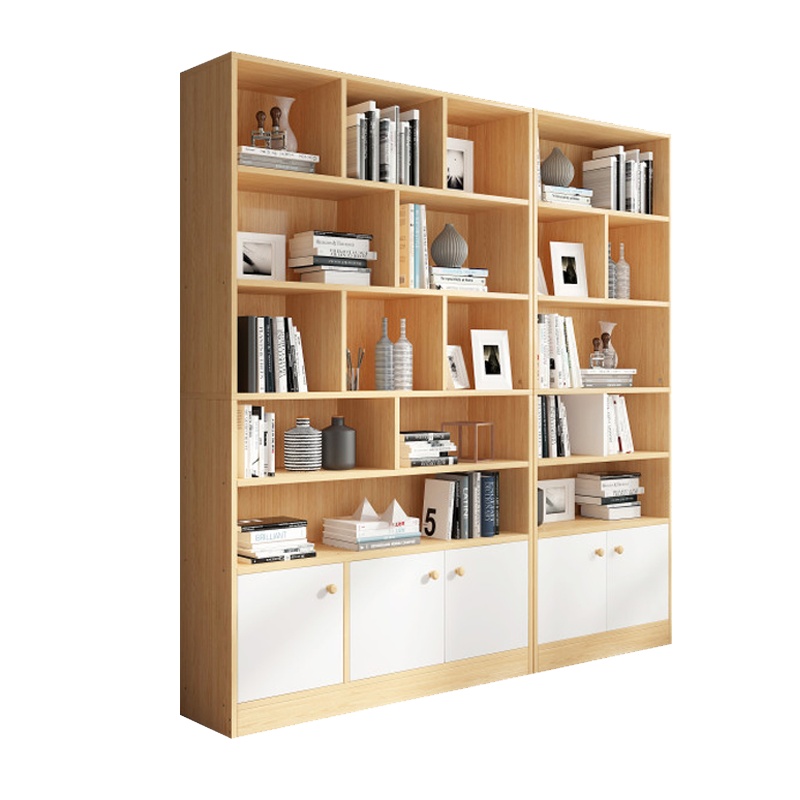 书架落地简易收纳置物柜卧室客厅办公室小型格子柜一体靠墙小书柜