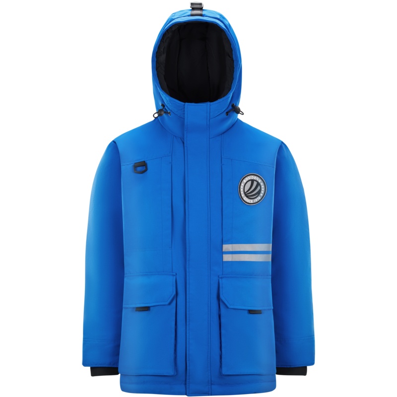 波司登男工装风鹅绒极寒口袋羽绒服外套21年新款冬装潮流克莱因蓝