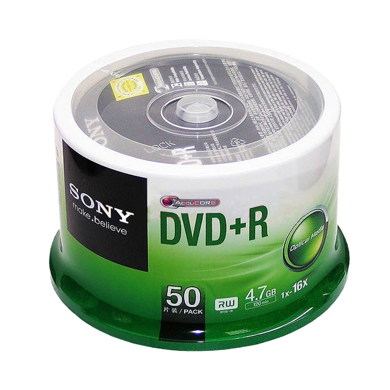 索尼 DVD+R 光盘 /刻录盘 16速4.7G 环保装50片 空白光盘
