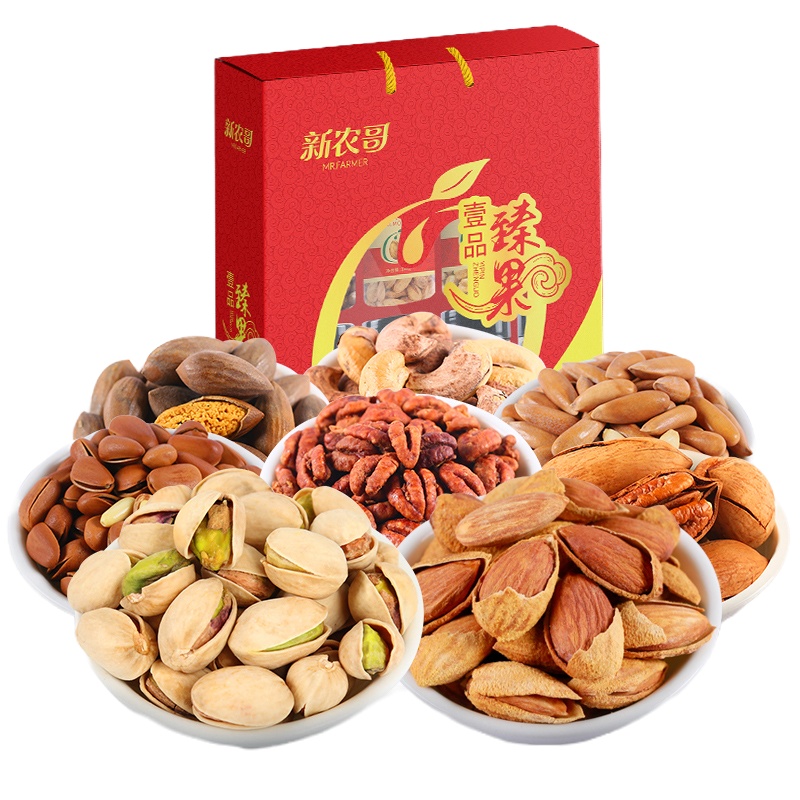 WQLQ新农哥高端大气新农哥壹品臻果罐装纯坚果礼盒1279g(8罐装)