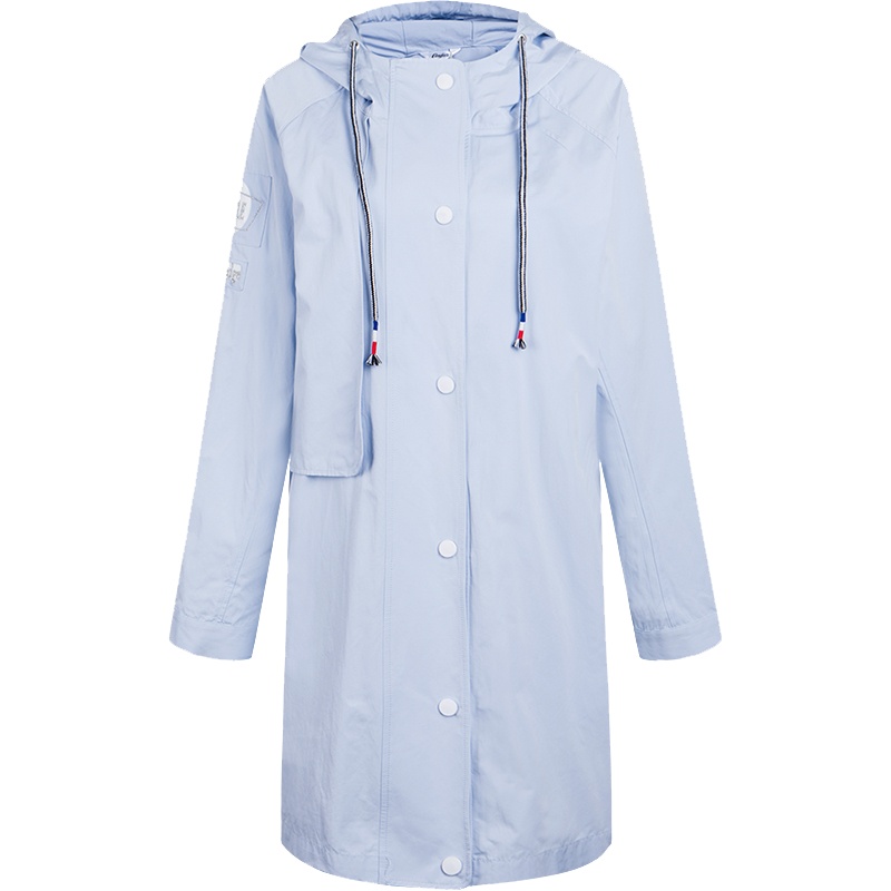 拉夏贝尔Candie's秋装显瘦新款宽松中长款连帽长袖风衣女30071556