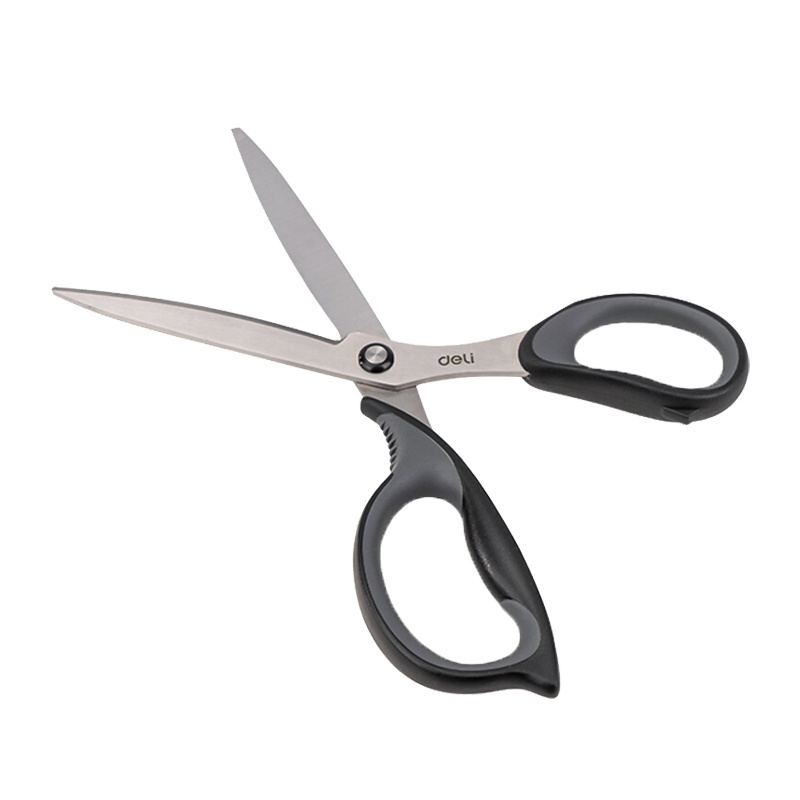 得力(deli)77760办公家用剪刀 2把黑色 弧形剪片省力剪刀 服装裁缝剪学生手工裁纸刀 美工剪刀