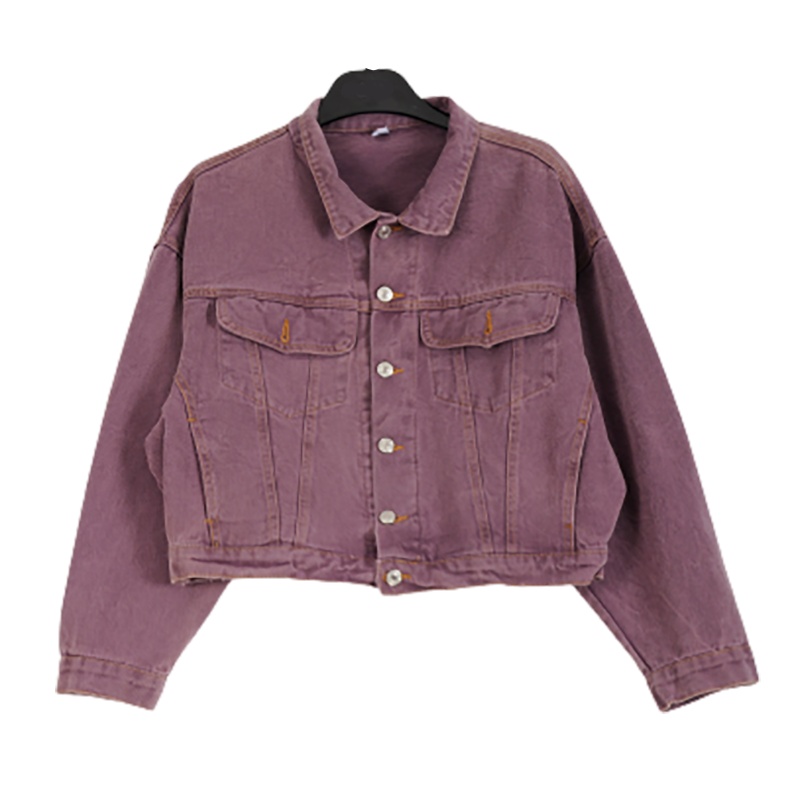 拉夏贝尔Laetia 2021年春季新款百搭韩版复古港味工装牛仔外套女