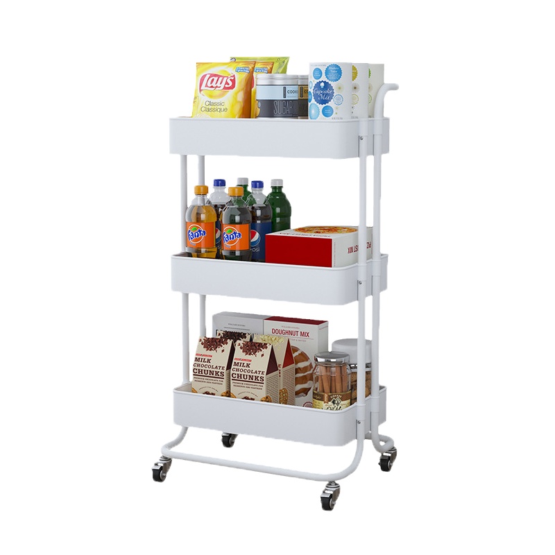 家时光落地多层小推车置物架厨房可移动婴儿用品新生儿储物架零食收纳架