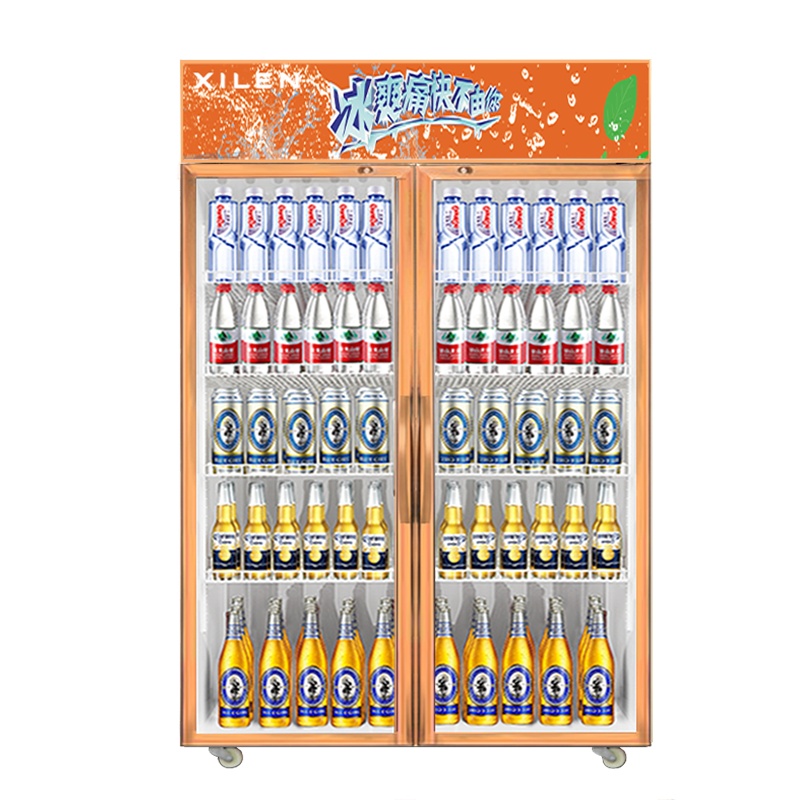 希冷(XILEN)展示柜饮料柜商用冷藏柜便利店冰箱双门展示柜保鲜冰柜超市啤酒冷饮酸奶水果蔬菜柜三门红黑款980L 直冷