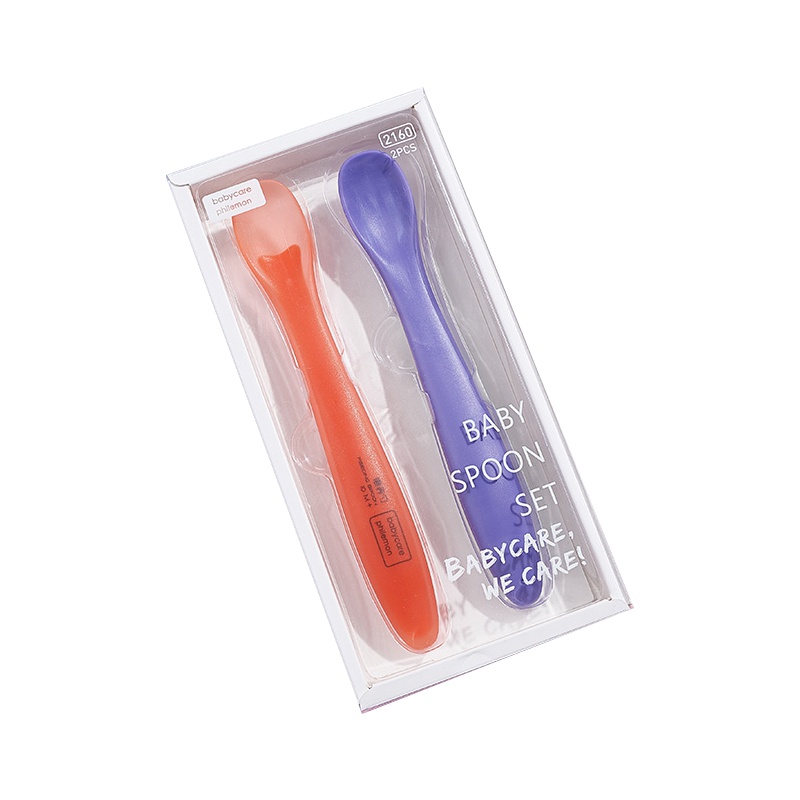 babycare宝宝硅胶勺 婴儿勺子餐具新生儿喂水软头勺儿童辅食碗勺 喂养勺+刮果泥勺 2160