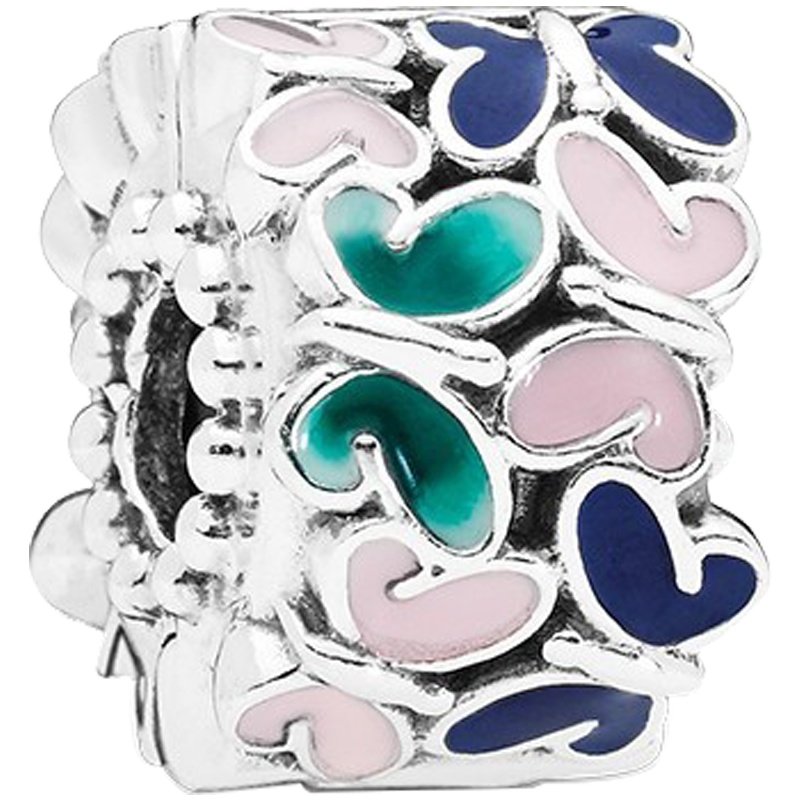 PANDORA潘多拉 蝴蝶环绕 925银无硅胶固定夹 手链串饰女 797863ENMX