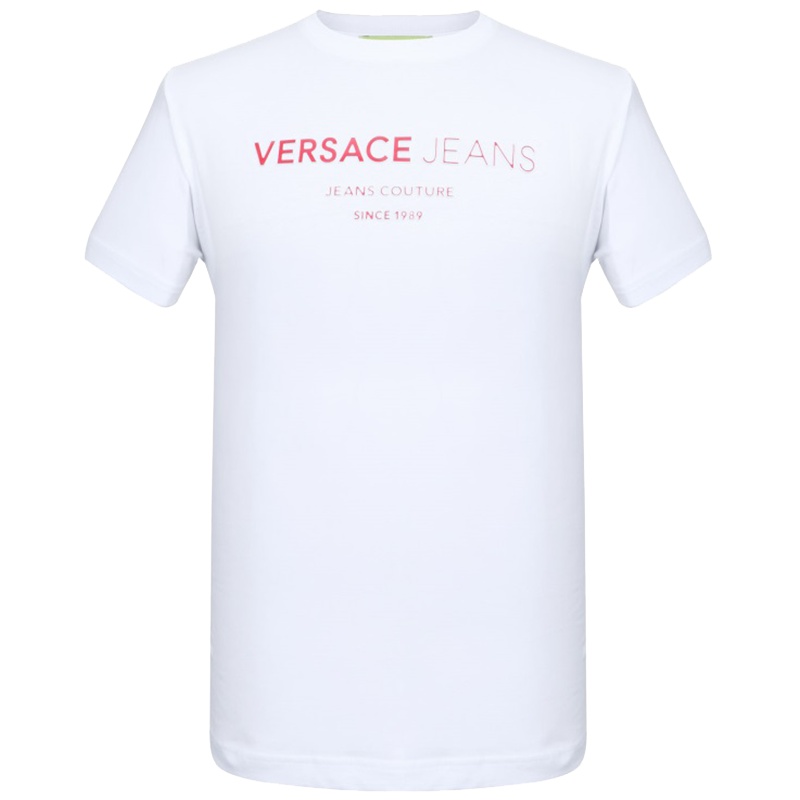 VERSACE JEANS 男士白色LOGO短袖T恤B3GTA71C 30134 003