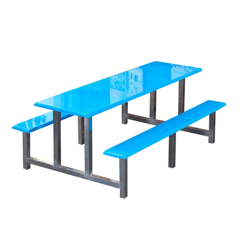 兴福隆不锈钢餐桌连体餐桌椅组合学校食堂员工小吃店快餐桌椅4人6人8人8人位玻璃钢餐桌