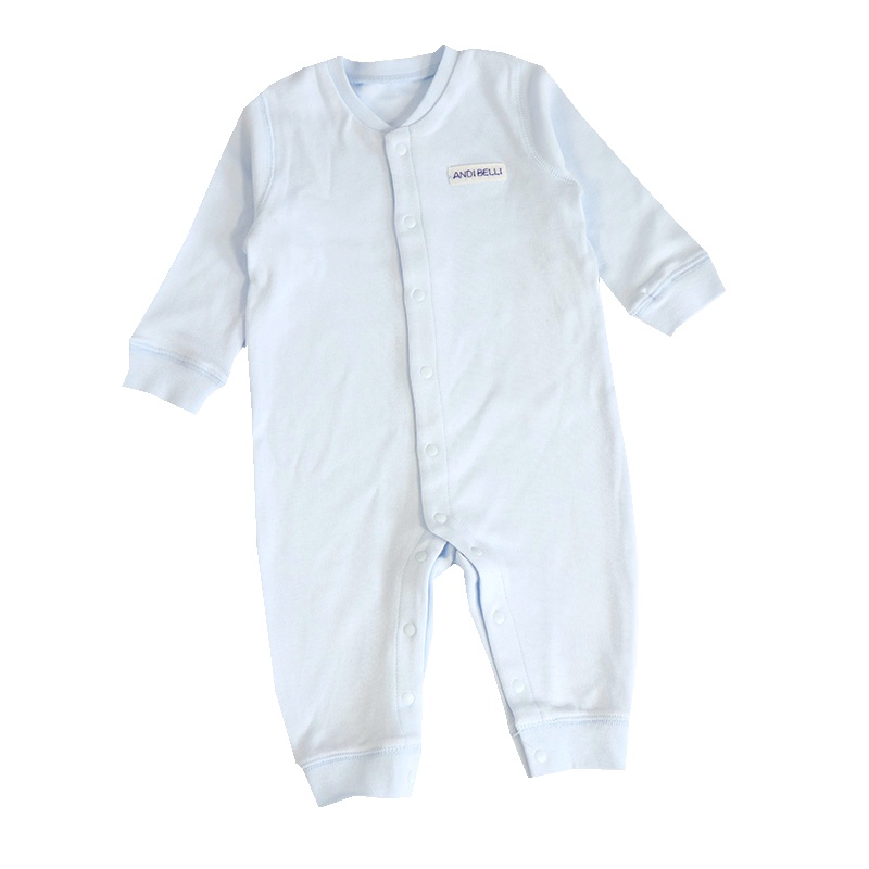安笛贝乐婴幼儿通用婴儿连体衣服春夏男女浅粉色宝宝哈衣50%棉50%莫代尔长袖岁浅蓝色爬服66-80cm