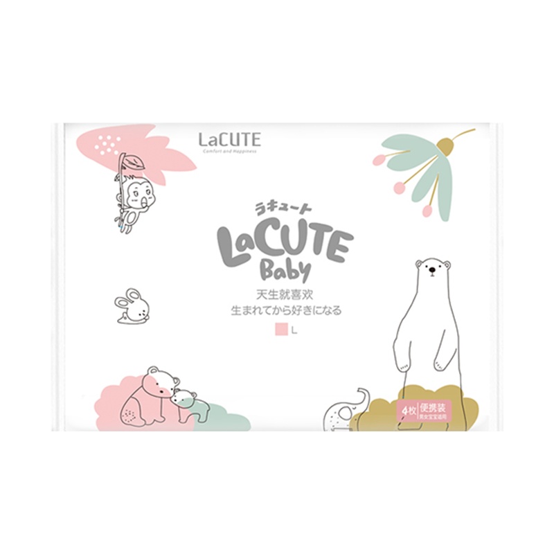 乐可爱森林王子婴儿纸尿裤L码4片试用装宝宝夏季柔软超薄便携纸尿裤