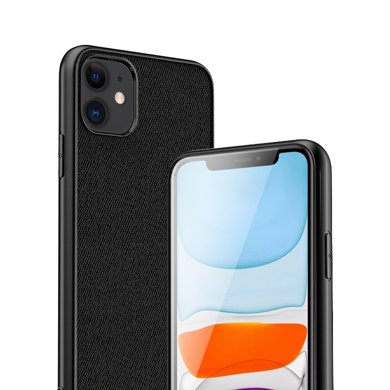 ESCASE 苹果11手机壳iphone11保护套 6.1英寸个性创意全包边防摔贴皮背壳 ES-19深邃黑
