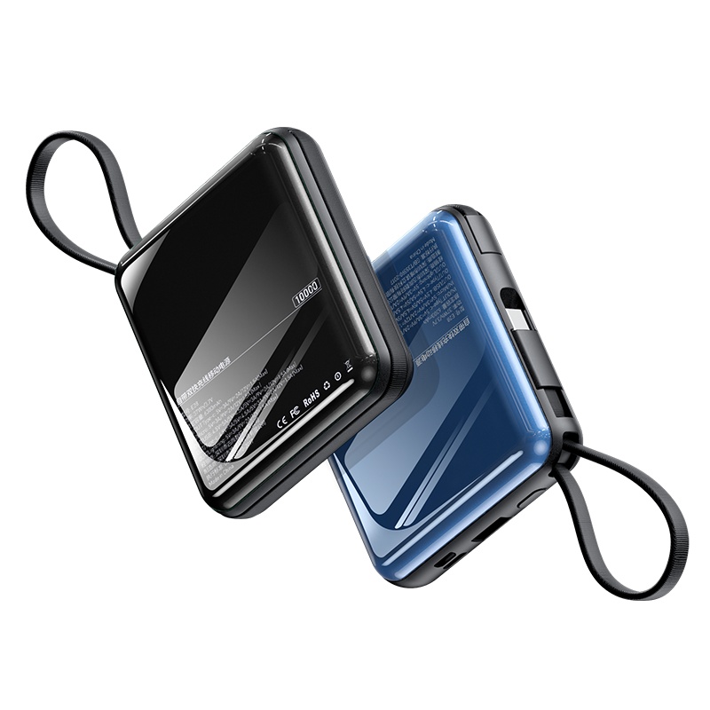 古尚古充电宝10000毫安自带线小方大容量20W快充超薄小巧便携移动电源适用于苹果专用手机华为小米-雅典黑【旗舰版】