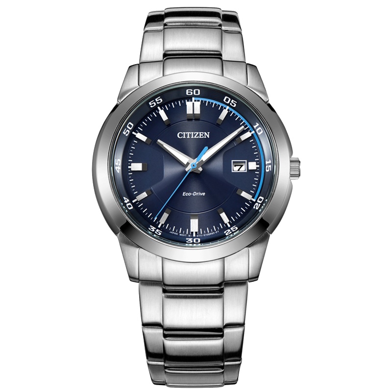 西铁城(CITIZEN)光动能手表男士手表不锈钢表带深海蓝盘球面水晶玻璃夜光显示商务潮流腕表男表 BM7140-54L