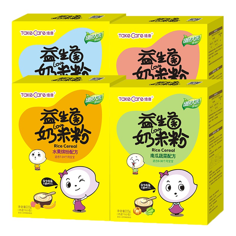 培康（Take care）益生菌婴儿米粉（纯营养+南瓜蔬菜+水果缤纷+猪肝红枣）4盒装