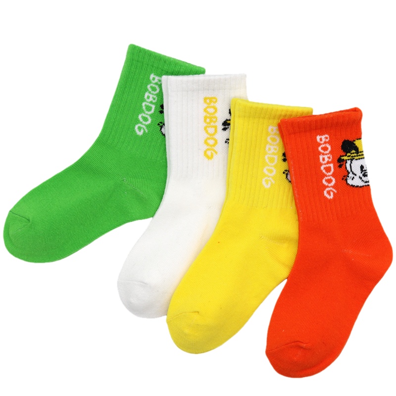 巴布豆配饰儿童袜子春季新品潮袜春秋清 纯棉袜男童中筒宝宝运动男孩糖果色女童韩版袜潮