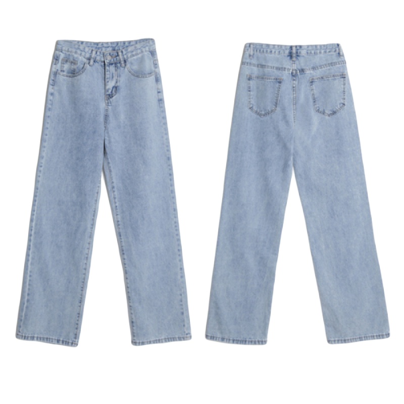 晗亦然时髦气质拖地牛仔裤网红女阔腿直筒明星同款新款式66097