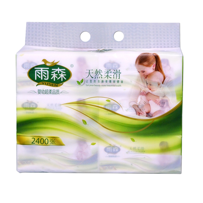雨森(YUSEN) YSC-7130卫生纸 抽纸面巾纸餐巾纸 妇婴用纸400张*6包 1提装