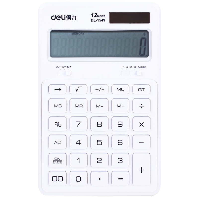 得力(deli)1549A桌面型计算器 办公计算机 12位数大型计算器 双电源计算器 财务计算器 办公用品 颜色随机