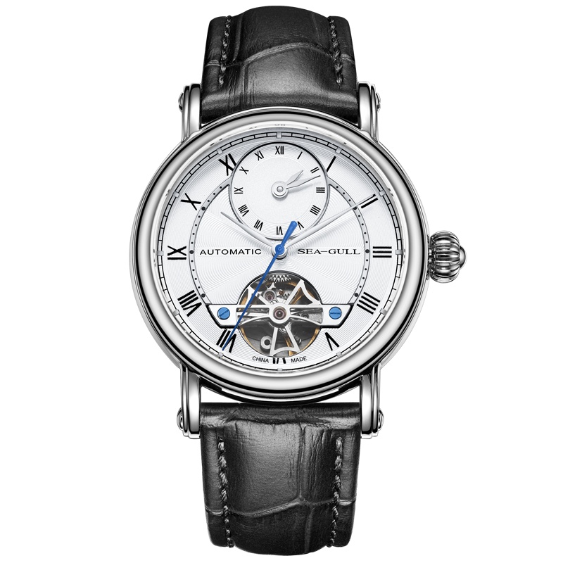 Seagull海鸥手表男士双时区皮带防水自动机械表天河偶时系列6041