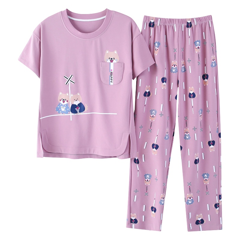 北极绒(Bejirog)新款新品睡衣女士夏季薄款短袖纯棉两件套装春秋春夏天家居服