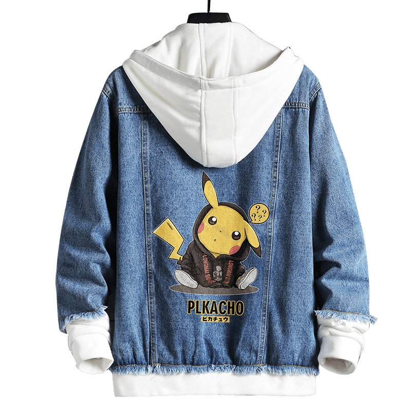 AEMAPE苹果 牛仔外套秋季潮牌潮流学生百搭连帽上衣秋装夹克